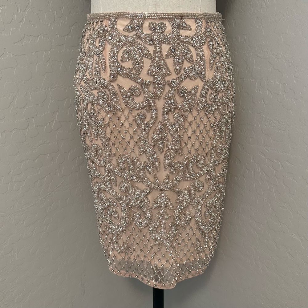 NEW PRIMAVERA BLUSH SZ 4 BEADED TWO PIECE TIE BACK FORMAL COCKTAIL DRESS - Picture 6 of 16